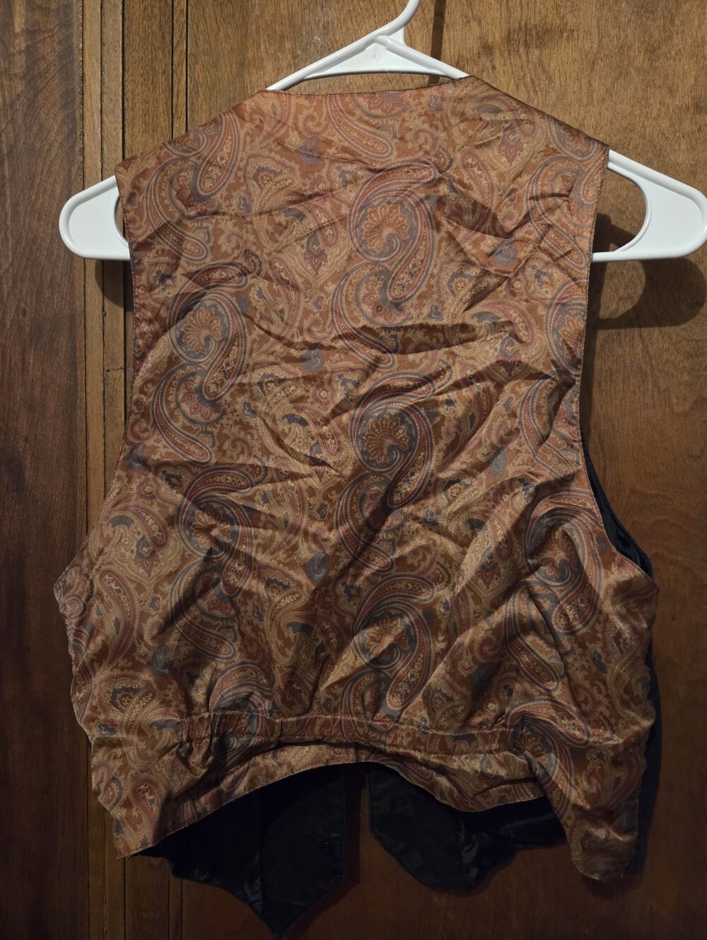 Arizona Jean Company Black Velvet Vest with Paisley Brown Collar - Picture 4 of 4